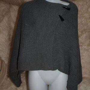 Grey SHAWL W/Black Buttons USED SIZE M By Rivet